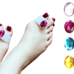 Klin silikonowy na haluksy z pierścieniem i kryształem N03 żelowy (2 szt.) KOLOR: Niebieski