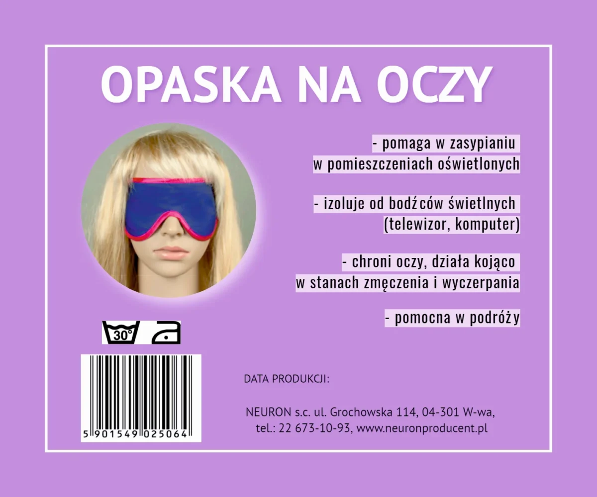 Opaska na oczy zaciemniająca do snu po operacji 1szt